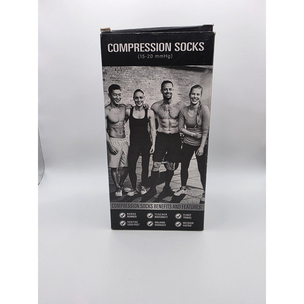 Bluemaple 4 Pack Compression Socks 15-20 mmHg Men S/M Athletic Nursing Black